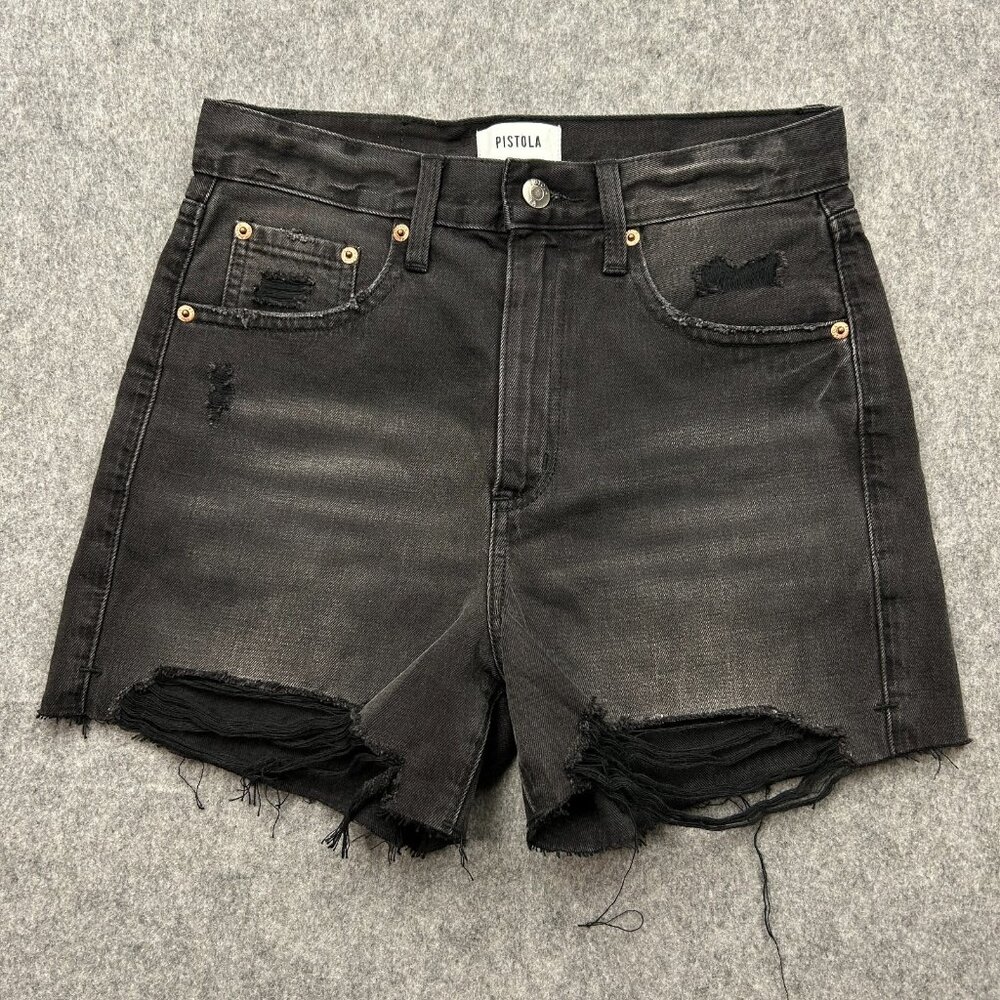 Pistola Super High Rise Cut Off Shorts Women's Sz 25 Night Hour Wash Distressed